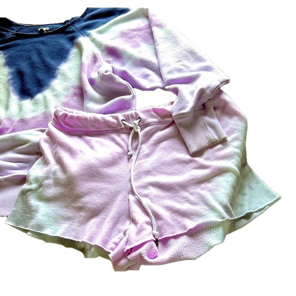 Aerie American Eagle Pink Blue Raw Cut City Sweatshirt Medium EUC - Picture 8 of 12